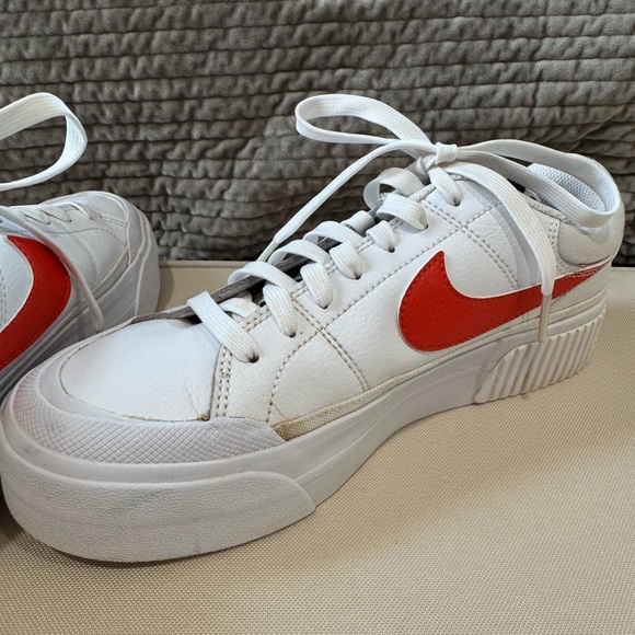 Nike Women's Court Legacy Lift White and Orange Leopard Platform Sneakers size 8 - Picture 7 of 14